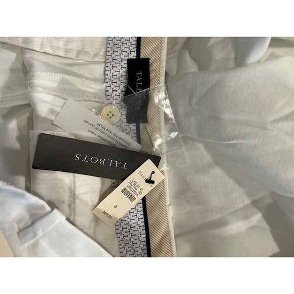 Talbots White Lightweight Double 98% Cotton Straight Ankle Pants Curvy Sz 8 *** - Picture 5 of 5